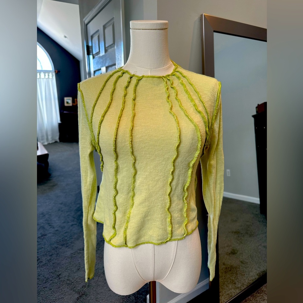 BDG lime green long sleeve top with mock neck